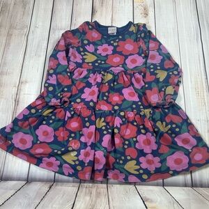 Hanna Andersson Navy Floral Long Sleeve Dress. Size 4.